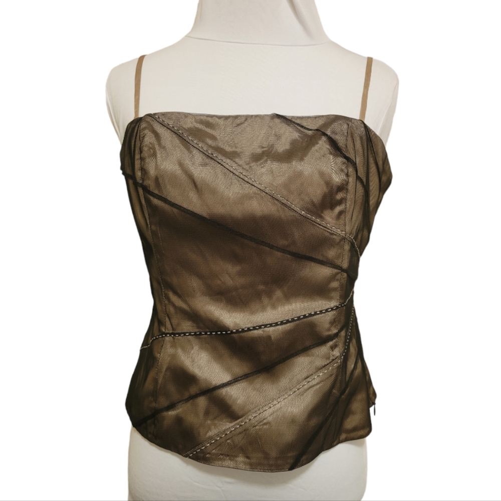 Coast bronze and black net corset style top